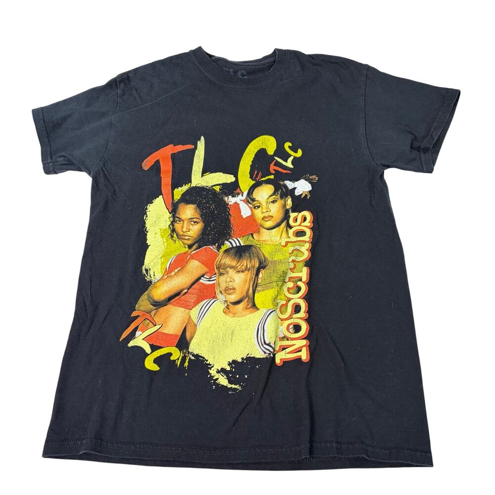 TLC No Scrubs womens black graphic tee shirt. band tee. Size M. 90s band tee